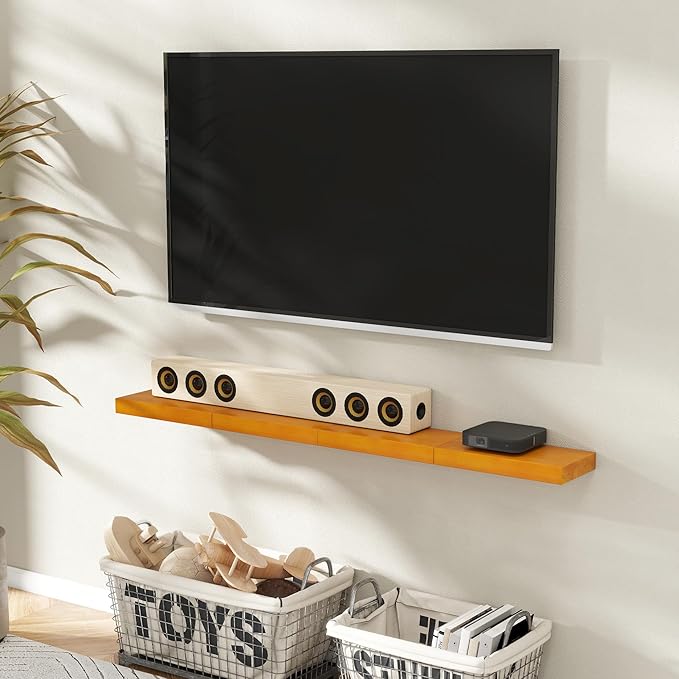 Marsmiles Floating Shelves for Wall - Small Wood Floating Shelves Set of 2-16 Inch Wide x 7.7 Inch Deep x 1.6 Inch Thick Rustic Wood Shelves for Room Wall