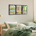 MUWAK Framed New York City Canvas Wall Art Set of 3 – Colorful NYC Skyline Central Park Yellow Taxi Posters, Modern Urban Landscape Wall Decor for Living Room Bedroom Office – 12x16in