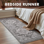 Runner 2x8 Runners for Hallways Runner-Rugs for Bedroom Soft Kitchen Machine Washable Vintage Oriental Floral Medallion Laundry Rug Non Slip Grey