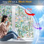 Rainbow Privacy Film with Cutting Line, 3D Decals Stained Glass Window Clings, Static Cling Window Sticker, Suncatcher - 47.24" x 157.4"