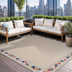 Beverly Rug Outdoor Rug 8x10 Modern Bordered Area Rugs for Indoor and Outdoor Patio Easy to Clean Non Shedding Living Room Porch Garden Washable Outside Carpet (8 x 10 Beige)