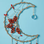 Twined Waterlily Moon Gemstone Agates Dream Catcher 7 Chakras Tree of Life Dream Catcher with Healing Crystal Handmade Dreamcatcher Wall Decor for Adults Boys Girls,Bedroom,Wedding,Garden,Bless Gift