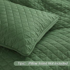 Exclusivo Mezcla Reversible Full Queen Quilt Bedding Set with Pillow Shams, Lightweight Quilts Queen Size, Soft Bedspreads Bed Coverlets for All Seasons - (Olive Green, 90"x96")