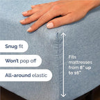 Twin XL Sheets Set 4 Piece - Includes 2 Pillowcases - Bed Sheets Twin XL - Soft Hotel Luxury Bedding - Cooling, Comfy & Breathable - 1 Flat & 1 Fitted & 2 Pillowcases w/ Deep Pockets - Heathered Blue