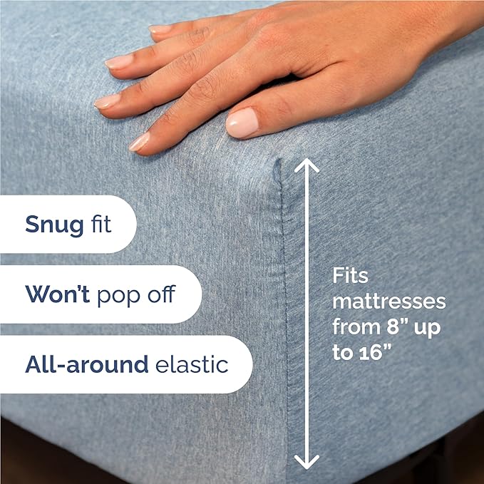 Twin XL Sheets Set 4 Piece - Includes 2 Pillowcases - Bed Sheets Twin XL - Soft Hotel Luxury Bedding - Cooling, Comfy & Breathable - 1 Flat & 1 Fitted & 2 Pillowcases w/ Deep Pockets - Heathered Blue