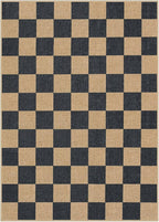 Lahome Checkered Easy Jute Area Rug, 5x7 Outdoor Patio Rug Washable Carpet for Living Room Checkerboard Indoor Outdoor Carpet, Farmhouse Geometric Non Slip Black Mat for Backyard Dining Room