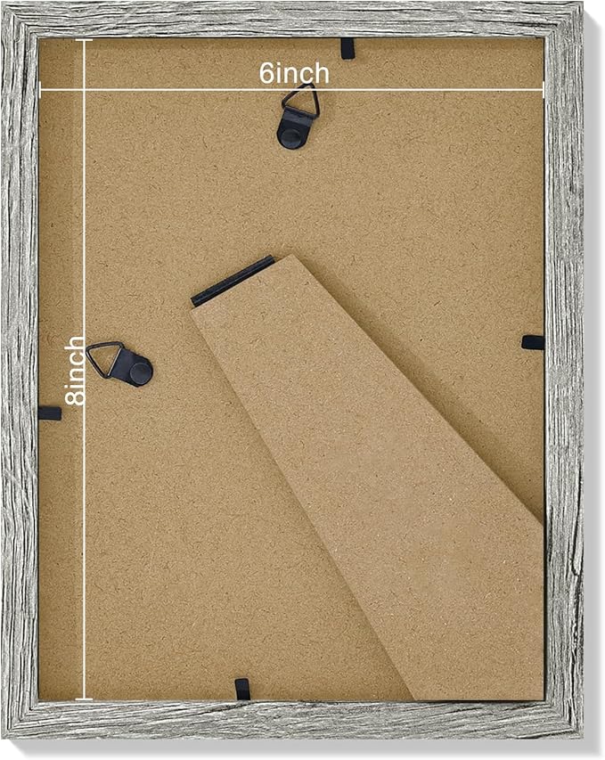 Vittanly 6x8 Picture Frames Set of 9, Shatter Resistant Plexiglass, Display 4x6 Pictures with Mat or 6x8 without Mat, Photo Frames for Wall or Tabletop, Engineered Wood, Grey