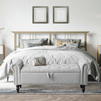 Furniliving 51” Bedroom Bench, End of Bed Bench with Button-Tufted Large Upholstered Storage Bench Ottoman Linen Window Benches with Storage Shoe Cabinet, for Bedroom, Entryway, Closet, Grey