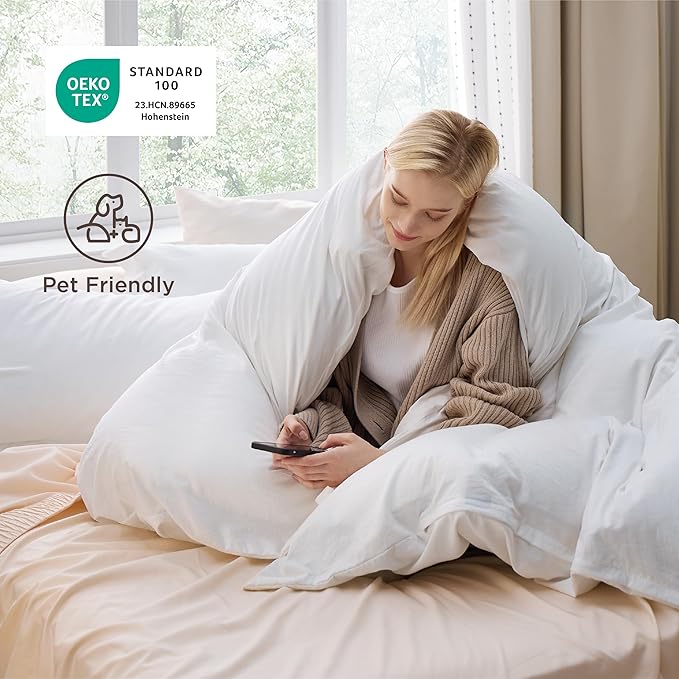 Bedsure White Duvet Cover King Size - 3 Pieces Prewashed Cotton-Like Extra Soft Bedding Set, Includes 1 Duvet Cover 104x90 Inches with Zipper Closure & 2 Pillow Shams, Comforter Not Included