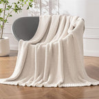 MIULEE Cream Super Soft Throw Blanket for Couch, Cozy Fluffy Warm Throws Knit Blankets for Sofa, Bed, Chair, Living Room, Camping, Picnic, 50 x 60 inch