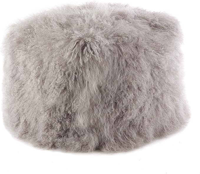 SARO LIFESTYLE Mongolian Lamb Fur Wool Pouf