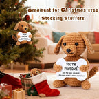 Crochet Dog Small Funny Gifts, Handmade Emotional Positive Crochet Animals, Mini Cool Cute Stuff Things Presents, Inspirational Puppy Dog Gifts for Women Men, Fun Pet Ornament Desk Decor Decorations