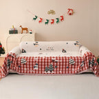 Chenille Armchair Sofa Slipcover Washable Furniture Protector Recliner Couch Cover 1-Piece Cushion Stain Resistant Chair Cover Soft Breathable Couch Cover Blanket, Red Plaid 71"x 71"