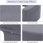 Ejoyous Reading Pillow for Bed, Arm Rest Lap Desk Pillow Memory Foam Gaming Pillow with Side Pocket for for Adult Sitting up in Bed Working Crocheting