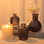 Glass Bud Vases Set of 20, Small Flower Vase in Bulk for Centerpieces, Mini Vintage Grey Vases for Rustic Wedding Vintage Home Table Decor