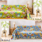 Fall Throw Blanket, 100% Cotton Soft Rustic Boho Throw Blanket for Bed, 50"x60" Farmhouse Decor Bed Flower Blankets, Light Weight Reversible Bohemian Throw Quilt