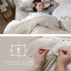 Bedsure Oversized Queen Duvet Cover - 3 Pieces Prewashed Cotton-Like Extra Soft Bedding Set, Includes 1 Duvet Cover 98x98 Inches with Zipper Closure & 2 Pillow Shams, Linen, Comforter Not Included