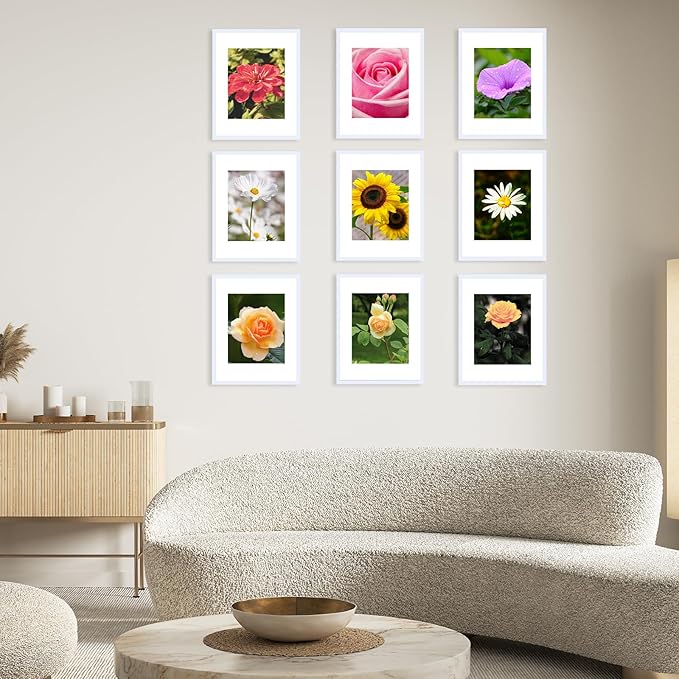 12 Packs 11x14 Picture Frames, Display 8x10 with Mat or 11x14 Without Mat, Gallery Wall Frame Set, 11 by 14 Frames Bulk Set of 12 Collage Wall Decor Photo Frames Set for Wall, White