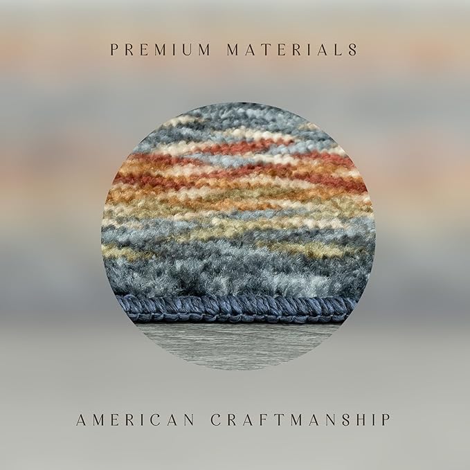 Maples Rugs Marion Bohemian Braided Design Print Area Rug – Made in USA – Washable, Non Slip Indoor Carpet for Entryway, Foyer, Kitchen, and Bathroom, 46" x 30", Multi-Color