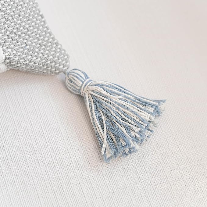 BlissBlush Decorative Lumbar Throw Pillow Cover 14x24 Boho Coastal Blue Accent Cushion for Couch Sofa Farmhouse Pillowcase for Bedroom Living Room Home Décor Cover ONLY