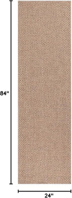 CAMILSON Indoor and Outdoor Runner Rug Natural Solid Boho Woven Design Easy-Cleaning Non Shedding Farmhouse Living Room Bedroom Garden Patio and Kitchen Washable Outside Carpet Alfombras (2x7)