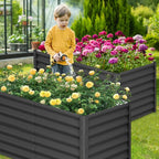 Galvanized Raised Garden Bed Outdoor, 2 Pcs 6x3x2FT Outdoor Large Planter Raised Beds Open Base with Safety Edge and Glove for Vegetables Flowers Ground Planter, Dark Gray