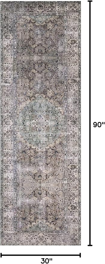 Loloi Layla Collection LAY-06 Taupe/Stone 2'-6" x 7'-6" .13" Thick Runner Rug, Soft, Durable, Vintage Inspired, Distressed, Low Pile, Non-Shedding, Easy Clean, Printed, Living Room Rug