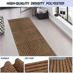 Custom Size Backed Non-Slip Area Rugs Runner, Easy Clean, Waterproof Runner Rugs for Hallway Entryway, Kitchen, Laundry, 2FT x 38FT, Brown Stripe