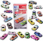 2.7 inch Pull Back Cars Toys Set, 24 Pack Friction Power Alloy Casting car Mini Race car, Suitable for Toddler 3 4 5 6 Year Old Kids Toy, Boys and Girls Birthday Party Gifts Easter Egg Stuffing