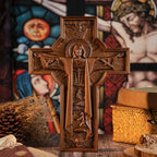 BGCOPPER Jesus Crucifix Wall Cross Handmade Wooden Cross for Wall Decor for Home Room Christmas Gift