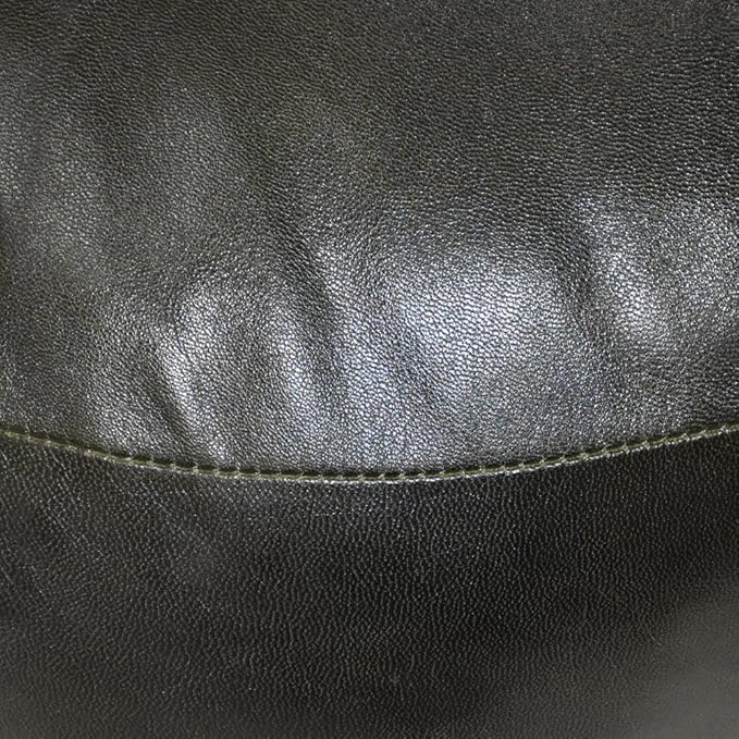 PF12 Goat Leather Handmade Eco-Friendly Green Pouf - Round Shape, 14" x 14" x 14", Plain Solid, Recycled Cotton Filled