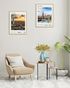 HesenDot Natural OAK Wood Framed London City Wall Art,12x16in Landscape Canvas Wall Print Poster,Classic Urban Landmark Wall Decor for Living Room,Bedroom,Office Gallery Set of 1