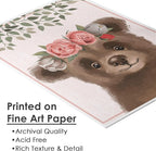 DREAM BIG PRINTABLES Woodland Animals Nursery Wall Art Prints (Set of 6) - Unframed - 11x14s | Set Includes Bear, Fox, Owl, Deer, Bunny Rabbit, and Raccoon wearing Floral Crowns