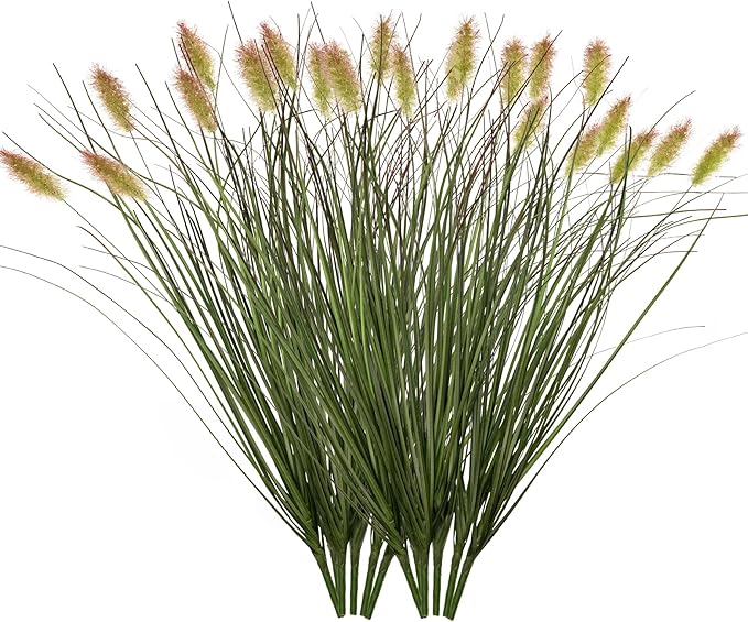Artificial Grass, Fake Grass, Artificial Shrubs, Wheatgrass Cattails Fake Grass Decorations, Artificial Plants, Ornamental Grass, Outdoor Fake Grass, Green Leafy Decorations (12PCS)