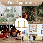 Sziqiqi Gold Candlestick Holders Centerpieces - Vintage Candle Sticks Holder Bulk Small Christmas Centerpieces for Tables Taper Holders Decoration for Party Event Holiday