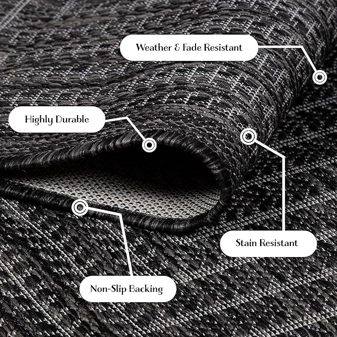 Adiva Rugs Outdoor Indoor Area Rug, Weather Resistant, Easy to Clean, Stain Resistant Floor Mat for Dining Room, Backyard, Deck, Patio (Pebble Weiss, 10' x 14')