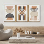 SIGNWIN Framed Canvas Print Wall Art Set Geometric Rainbow Semi-Circle Collage Abstract Shapes Illustrations Modern Art Contemporary Minimal Ultra for Living Room, Bedroom, Office - 24"x36"x3 Natural