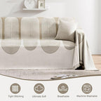 Couch Cover Boho for Dogs Washable Mocha Couch Covers for 2 Cushion Couch, Chenille Sectional Couch Covers L Shape Sofa Cover, Furniture Protector for Kids, Pets, Mocha 71" X134"