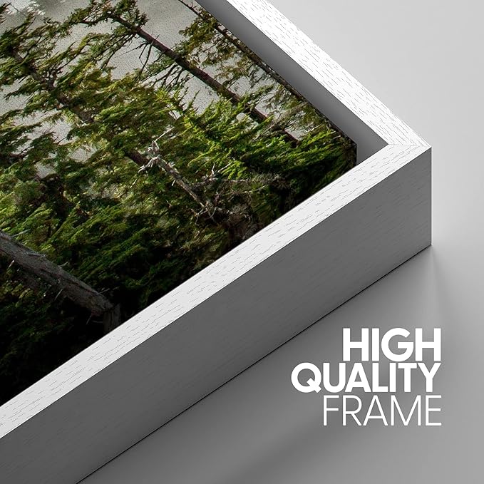 SIGNWIN 3 Piece Framed Canvas Wall Art Foggy Mountains Canvas Prints Home Artwork Decoration for Living Room,Bedroom - 24"x36"x3 White