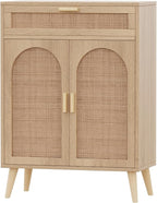 Irontar Rattan Buffet Sideboard Cabinet with Storage, Coffee Bar, Boho Credenzas with Drawer, Kitchen Storage Cabinet, Accent Cabinet with Doors for Hallway, Living Room, Dinning Room, Natural