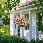 Artificial Fake Flowers for Outdoor Spring Decoration, 16 Bundles Faux Silk Colorful Daisy UV Resistant Realistic for Outside Porch Patio Home Yard Garden Planters Pots Window Box (Pink)