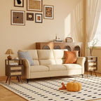 Rattan Nightstand,Farmhouse Bedside Table with 2 Storage Drawer and Open Wood Shelf, for Bedroom and Small Spaces,Night Stand with Solid Wood Legs (Walnut Brown)