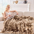 BENVWE Fluffy Faux Fur Throw Blanket for Couch - Soft, Plush, Thick, Cozy, Fuzzy Luxury Minky Bubble Blanket for Home Living Room Decor, Gifts for Women, Tie-dye Brown, 51" x 63", 1100GSM