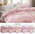 Bedsure Pink Duvet Cover Full Size - 3 Pieces Prewashed Extra Soft Cotton-Like Bedding Set, Includes 1 Duvet Cover 80x90 Inches with Zipper Closure & 2 Pillow Shams, Comforter Not Included