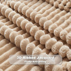 NEWCOSPLAY Super Soft Twin Blanket Brown Premium Silky Flannel Fleece 3D Ribbed Jacquard Lightweight Bed Blanket All Season Use (Brown Ribbed, Twin(60"x80"))