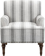 UIXE Stripe Accent Chairs Set of 2, Living Room Arm Chair Modern Nailhead Trim Club Armchair, Comfy Upholstered Sofa Lounge Seat Reading Seat Bedroom Side Seating for Home Office, Gray