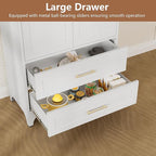 Kitchen Pantry Cabinet, 75" Tall Metal Pantry Cabinet with Two Drawers, Food Cupboards with Doors and Shelves, Freestanding Storage Cabinets for Dining, Living Room, White, Assemble Required