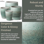 Emissary Bullet 9.5 in. Coastal Splash Ceramic Round Planter (9.5 in. L x 9.5 in. W x 12 in. H) with Drainage Hole