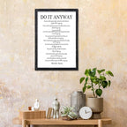 Do It Anyway Mother Teresa Wall Art Decor 16x11 Inch Wooden Framed Wall Hanging Sign (Black)