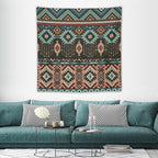HZOHNAGO Aztec Tapestry Turquoise Blue and Brown and Native American Tribal Pattern Printed Wall Tapestry Wall Hanging for Bedroom Living Room Dorm 60" W x 60" H
